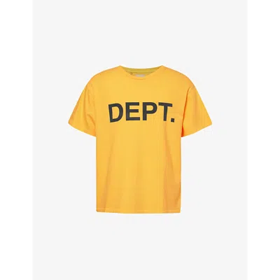 Gallery Dept. Mens Standard Short-sleeves Relaxed-fit Cotton-jersey T-shirt Gold Yellow