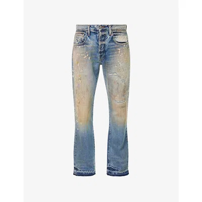 Gallery Dept. Mens Indigo Greased Bleached Denim Jeans In Blue