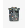 Gallery Dept. Mens Indigo Midnight Graphic-patches Denim Vest In Purple