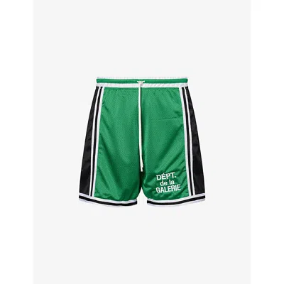 Gallery Dept. Miami Court Straight-leg Logo-embroidered Striped Mesh Shorts In Green