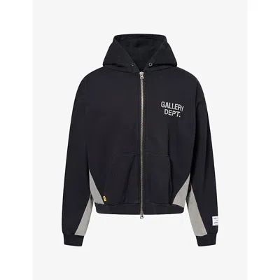 Gallery Dept. Mens Logo-print Zip-up Cotton Hoody Washed Black