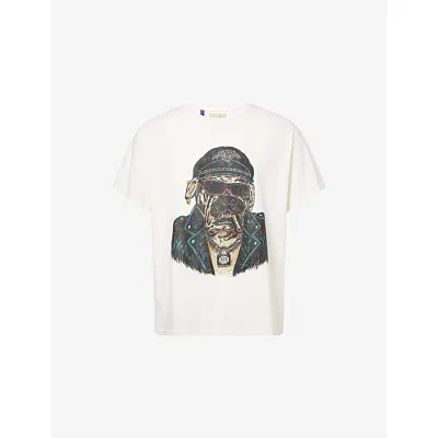 Gallery Dept. Mens Lt Archival White Printed Crewneck Cotton-jersey T-shirt