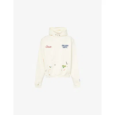 Gallery Dept. Mens Lt Archival White Studio Embroidered Cotton-jersey Hoodie In Neutral