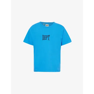 Gallery Dept. Mens Gym Logo Short-sleeves Relaxed-fit Cotton-jersey T-shirt Royal