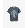 Gallery Dept. Mens Vintage Black Live For Metal Crewneck Cotton-jersey T-shirt In Blue