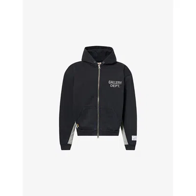 Gallery Dept. Mens Washed Black Contrast-panel Hooded Cotton-jersey Sweatshirt Xl