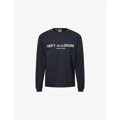 Gallery Dept. Mens Washed Black Logo-print Long-sleeve Cotton T-shirt Xl