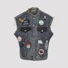 Gallery Dept. Mens Indigo Midnight Graphic-patches Denim Vest In Gray