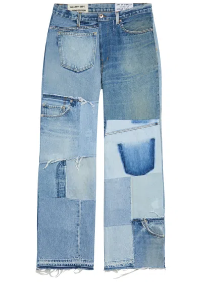Gallery Dept. Mixed-denim Straight-leg Jeans In Blue
