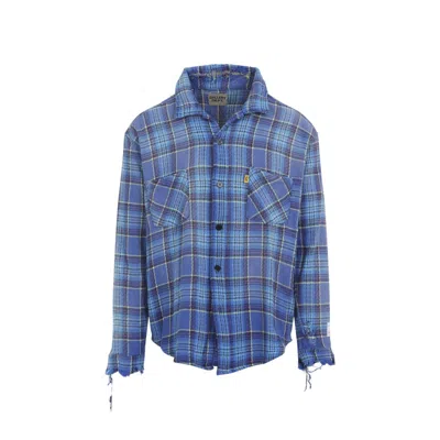 Gallery Dept. Multicolour Plaid Cotton Shirt With Distressed Finish In Blue