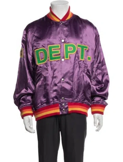 Pre-owned Gallery Dept. Mvp Satin Graphic Print Bomber Jacket In Purple