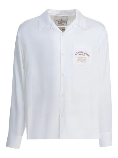 Gallery Dept. Omar Camp-collar Logo-embroidered Cotton-satin Shirt In White