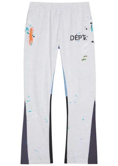 Gallery Dept. Logo-print Paint-splattered Cotton-jersey Sweatpants In White