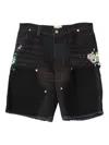 Gallery Dept. Paint-splatter Frayed Cargo Shorts In Black
