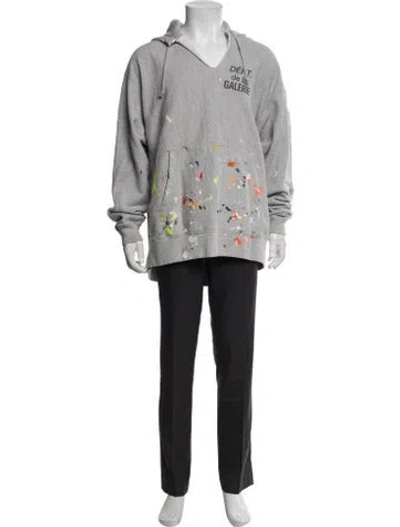 Pre-owned Gallery Dept. Paint Splatter French Logo Graphic Print Hoodie In Grey