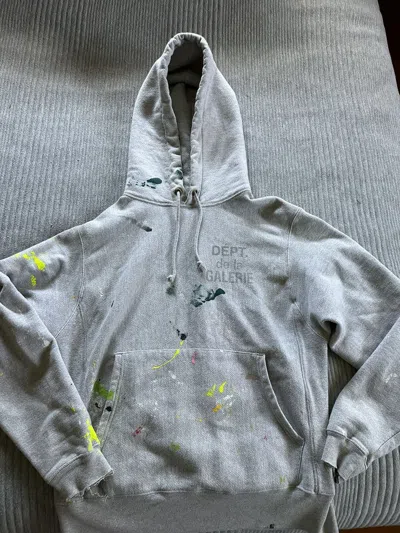 Pre-owned Gallery Dept. Paint Splatter Hoodie Size Small In Grey