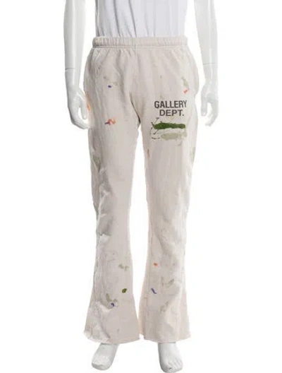 Pre-owned Gallery Dept. Paint Splatter Logo Graphic Print Lounge Bottoms In Neutral