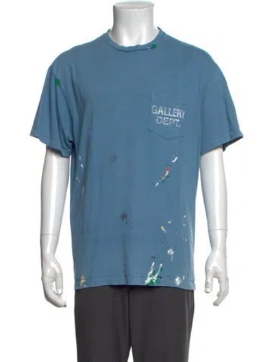 Pre-owned Gallery Dept. Paint Splatter Logo Graphic Print T-shirt In Blue