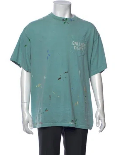 Pre-owned Gallery Dept. Paint Splatter Logo Graphic Print T-shirt In Blue/green