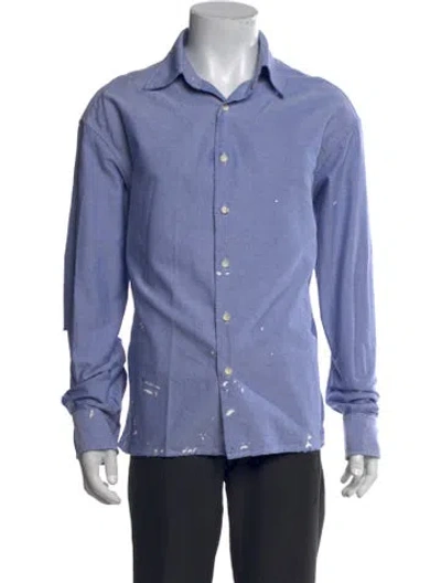 Pre-owned Gallery Dept. Paint Splatter Long Sleeve Shirt In Blue