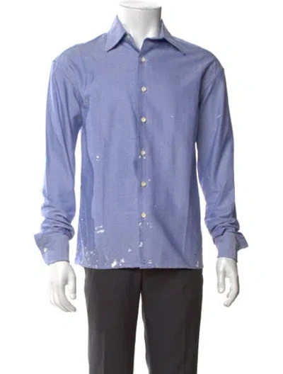 Pre-owned Gallery Dept. Paint Splatter Long Sleeve Shirt W/ Tags In Blue