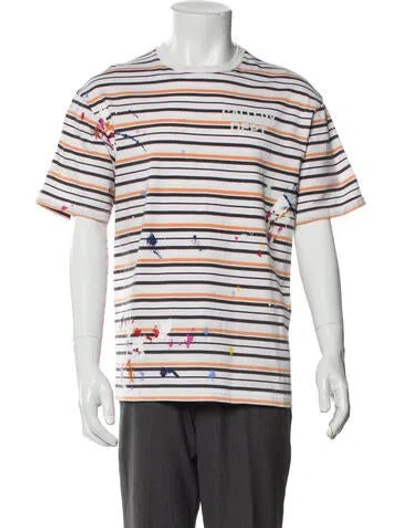 Pre-owned Gallery Dept. Paint Splatter Striped Logo Striped T-shirt In Neutral