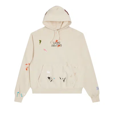 Pre-owned Gallery Dept. Painted G-patch Fucked Up Logo Hoodie 'cream' | Men's Size L In White