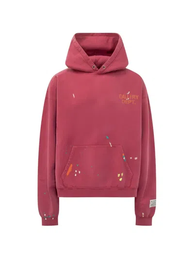 Gallery Dept. Paint-splatter Logo-print Hoodie In Red