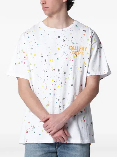 Gallery Dept. Le Pop Logo-print Paint-splattered Cotton-jersey T-shirt In White