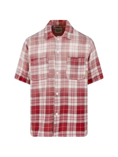 Gallery Dept. Short-sleeve Plaid Shirt With Button-down Front And Chest Pockets In Red