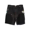 Gallery Dept. Paint-splatter Frayed Cargo Shorts In Black