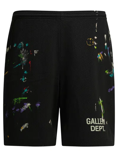 Gallery Dept. Studio Gym Straight-leg Paint-splattered Mesh Shorts In Blue