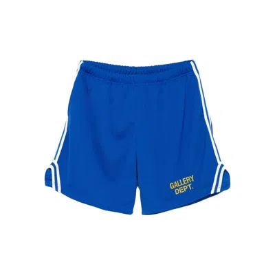 Gallery Dept. Venice Court Wide-leg Logo-print Webbing-trimmed Mesh Shorts In Royal Blue
