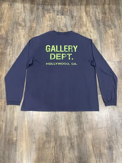 Pre-owned Gallery Dept. Souvenir Green Logo Navy Blue L/s Tee