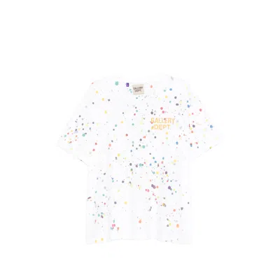 Gallery Dept. Le Pop Logo-print Paint-splattered Cotton-jersey T-shirt In White
