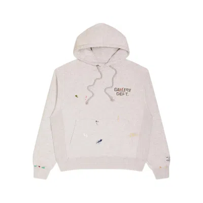 Gallery Dept. Logo-print Paint-splattered Cotton-jersey Hoodie In White
