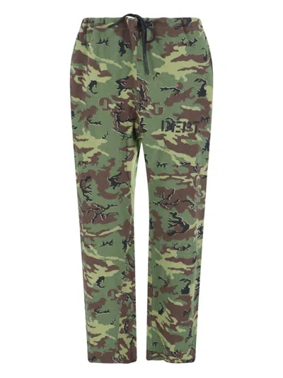 Gallery Dept. Tapered Camouflage And Logo-print Cotton-jersey Sweatpants In Green