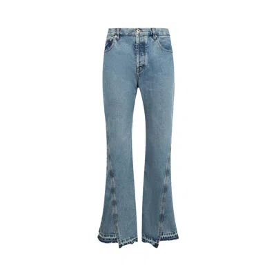 Pre-owned Gallery Dept. Twisted Wide Leg 'medium Washed Indigo' | Blue | Men's Size 34