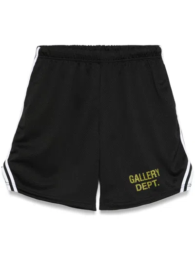 Gallery Dept. Venice Court Wide-leg Logo-print Webbing-trimmed Mesh Shorts In Black