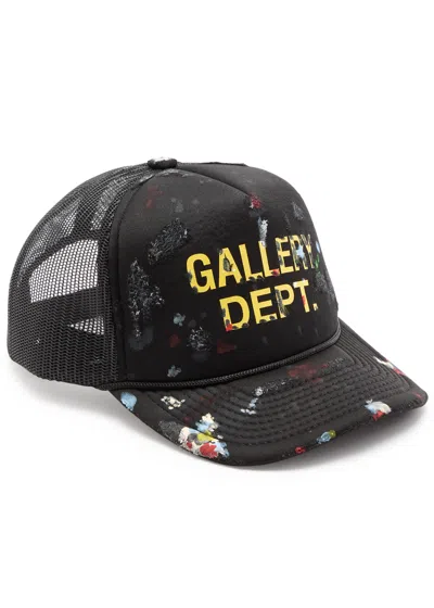 Gallery Dept. Workshop Distressed Logo-print Trucker Cap In Black