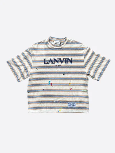 Pre-owned Gallery Dept. X Lanvin Gallery Dept Lanvin Striped Paint Splatter Logo T-shirt In Multicolor
