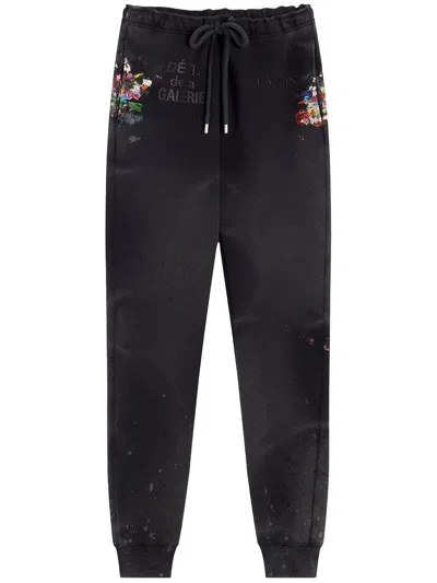 Pre-owned Gallery Dept. X Lanvin Logo Hand Painted Washed Sweatpants In Black