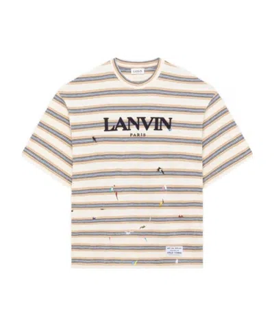 Gallery Dept. X Lanvin Multicolor Striped T-shirt With Round Neck In White