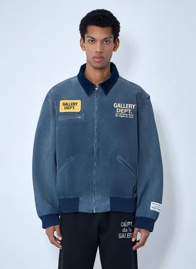 Gallery Dept. Zip-front Jacket With Applique Patches In Blue