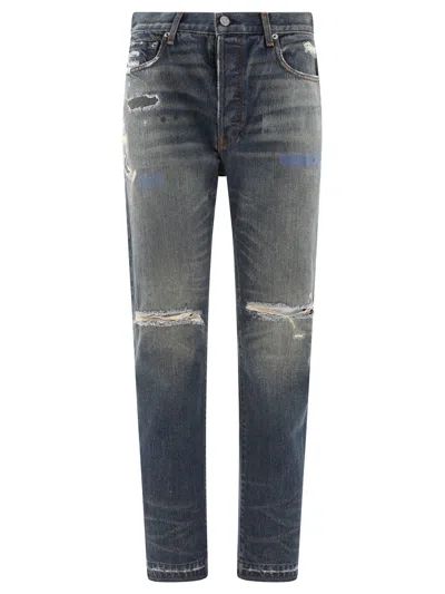 Gallery Dept. Starr 5001 Straight-leg Paint-splattered Distressed Jeans In Blue
