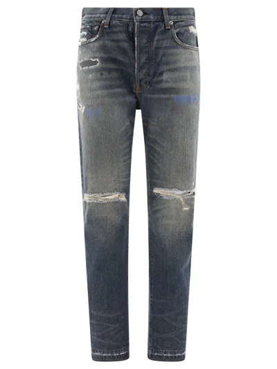 Gallery Dept. Starr 5001 Straight-leg Paint-splattered Distressed Jeans In Dark Wash