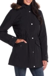 Gallery Faux Fur Trim Hooded Anorak In Black