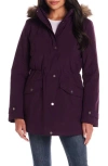 Gallery Faux Fur Trim Hooded Anorak In Purple