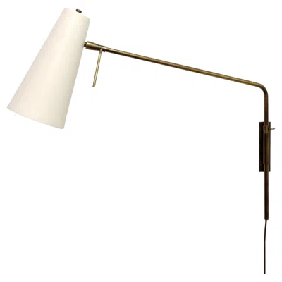 Pre-owned Gallery L7 Adjustable 'copa-2' Brass Swing Arm Wall Lights By  In Beige