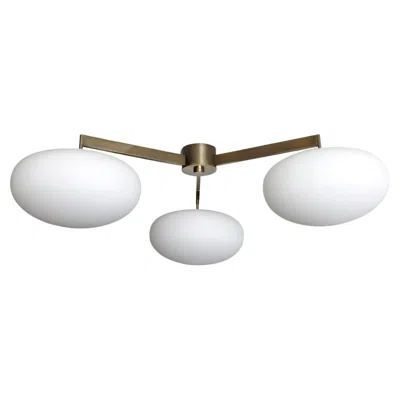 Pre-owned Gallery L7 Aged Brass Orbit-40 Flush Mount Chandelier By  In Clear